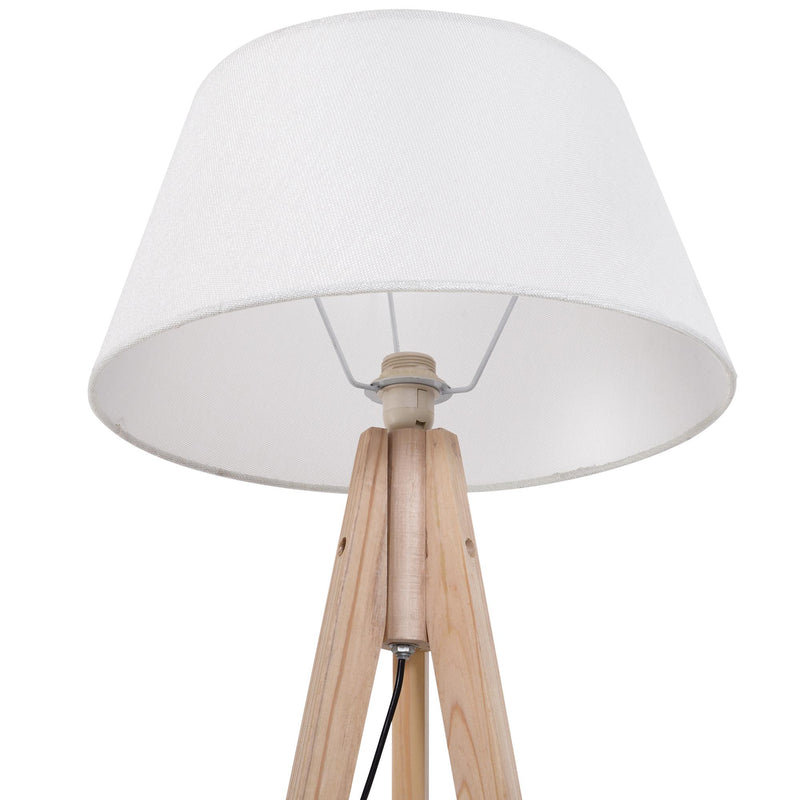 Lampada da Terra con Treppiede Paralume in Tessuto Crema 146 cm 