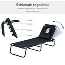 Lettino Sdraio con Apertura per Viso Pieghevole in Tessuto Oxford Nero 190x56x28 cm 