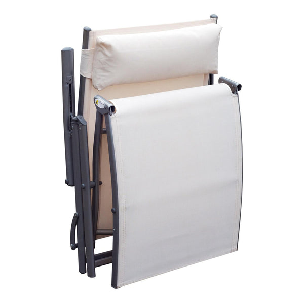 acquista Chaise longue de jardin Piscine Pliante Dossier Réglable Blanc Crème 180x63,5x65 cm
