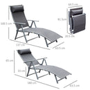 Lettino Prendisole Relax Pieghevole Telaio in Metallo Grigio 137x63.5x100.5 cm 