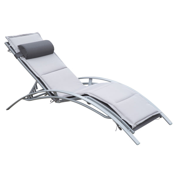 Chaise Longue de Jardin Transat Gris Fauteuil Relax 170x64x80 cm online