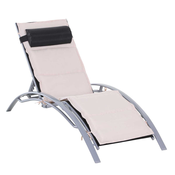 sconto Chaise Longue de Jardin Chaise Longue en Aluminium Fauteuil Relax Inclinable 170x64x80 cm