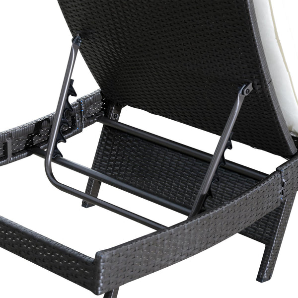 Chaise longue de jardin en rotin synthétique avec coussin café foncé acquista