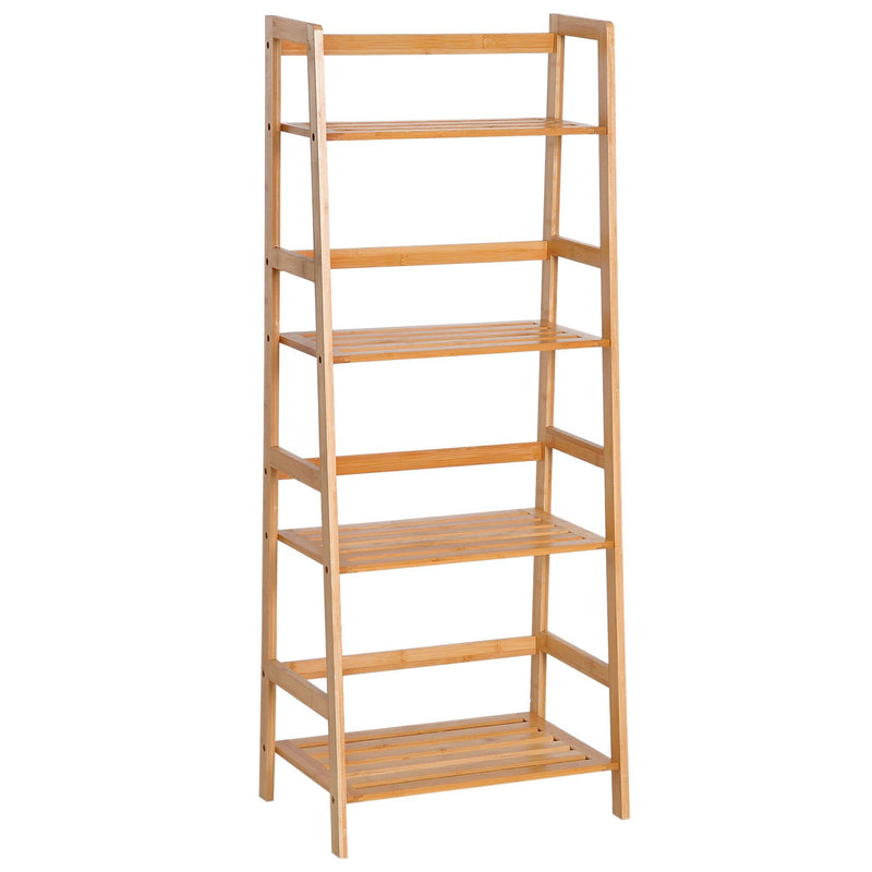 Libreria Scaffale Multiuso a 4 Livelli in Bambù Naturale 48x30x119 cm 