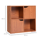 Libreria Mobiletto a 4 Scomparti in Legno 60x29x60 cm 