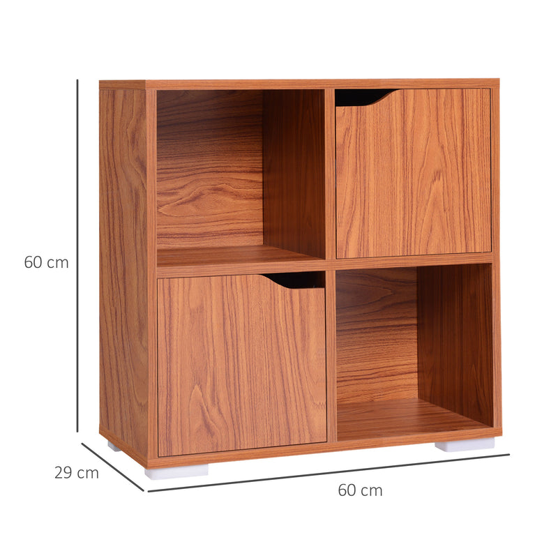 Libreria Mobiletto a 4 Scomparti in Legno 60x29x60 cm 