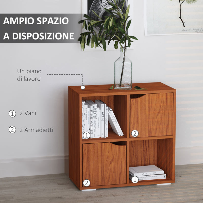 Libreria Mobiletto a 4 Scomparti in Legno 60x29x60 cm 