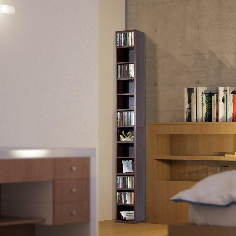 Libreria Mobiletto Colonna da Parete con Mensole in Legno Marrone 21x20x175 cm 