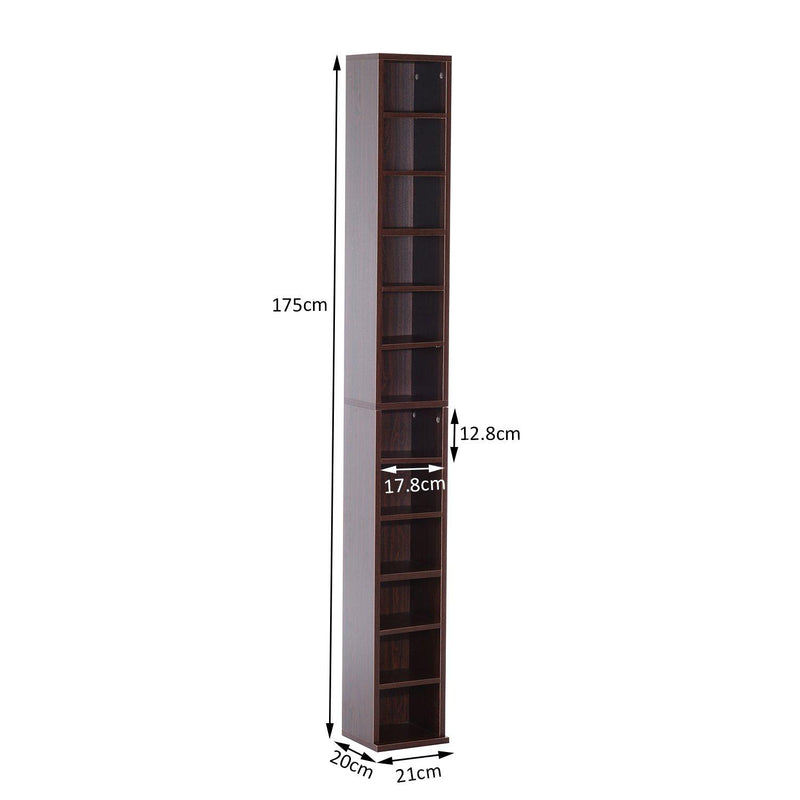 Libreria Mobiletto Colonna da Parete con Mensole in Legno Marrone 21x20x175 cm 