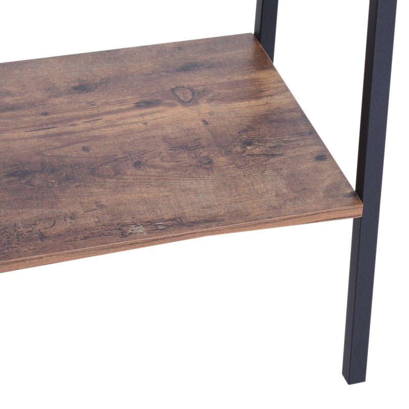 Libreria Scaffale a Scala 4 Ripiani Stile Industrial in Acciaio Nero,60x35x145 cm 