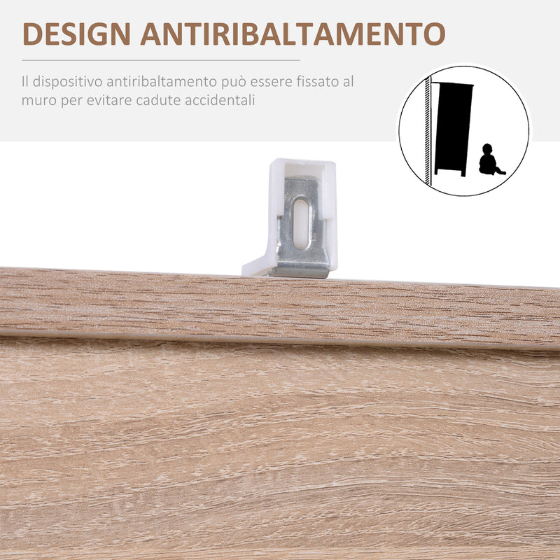 Libreria Scaffale in Legno a 3 Ripiani con 4 Scompartimenti e 2 ante Legno Naturale 61.5x29.5x80 cm 