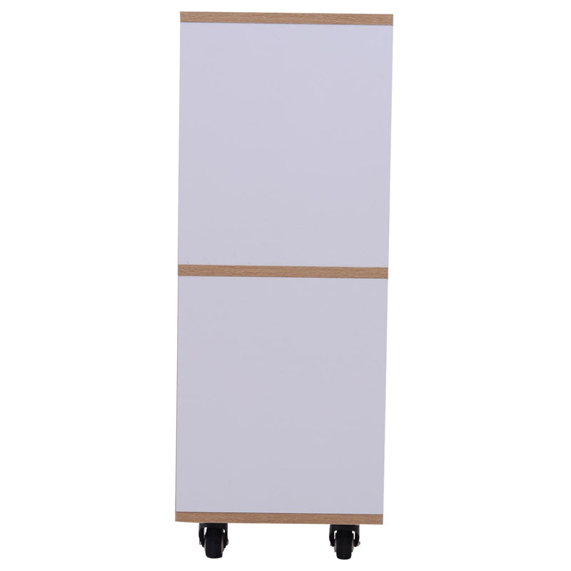 Libreria a 6 Scomparti Aperti con Rotelle in Legno Bianco 120x30x80 cm 