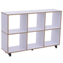 Libreria a 6 Scomparti Aperti con Rotelle in Legno Bianco 120x30x80 cm 