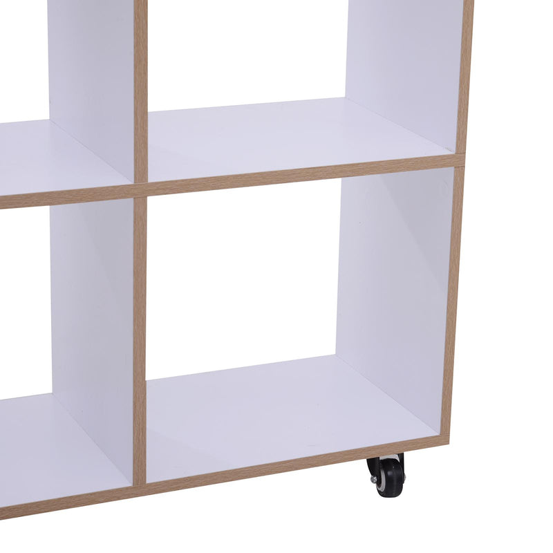 Libreria a 6 Scomparti Aperti con Rotelle in Legno Bianco 120x30x80 cm 
