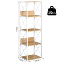 Libreria Scaffale 5 Ripiani con Struttura in Acciaio Bianco e Ripiani in Legno 40x35x143.5 cm 