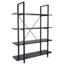 Libreria Scaffale a 4 ripiani aperti stile industriale in acciaio Nero 105x33.8x138 cm 
