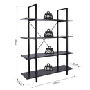 Libreria Scaffale a 4 ripiani aperti stile industriale in acciaio Nero 105x33.8x138 cm 