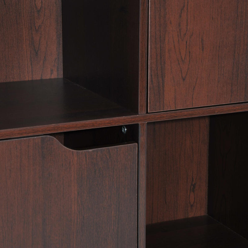 Libreria Design Moderno 8 Vani con 4 Ante in Legno Marrone Scuro 60x30x122 cm 