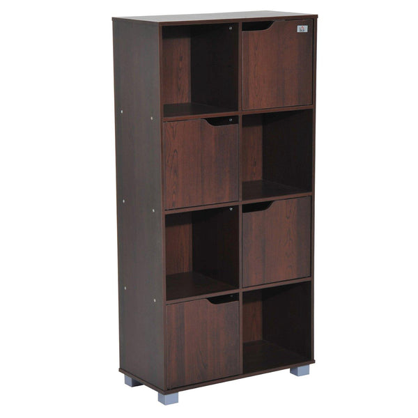 Bibliothèque Design Moderne 8 Compartiments avec 4 Portes en Bois Marron Foncé 60x30x122 cm sconto