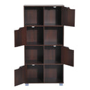 Libreria Design Moderno 8 Vani con 4 Ante in Legno Marrone Scuro 60x30x122 cm 