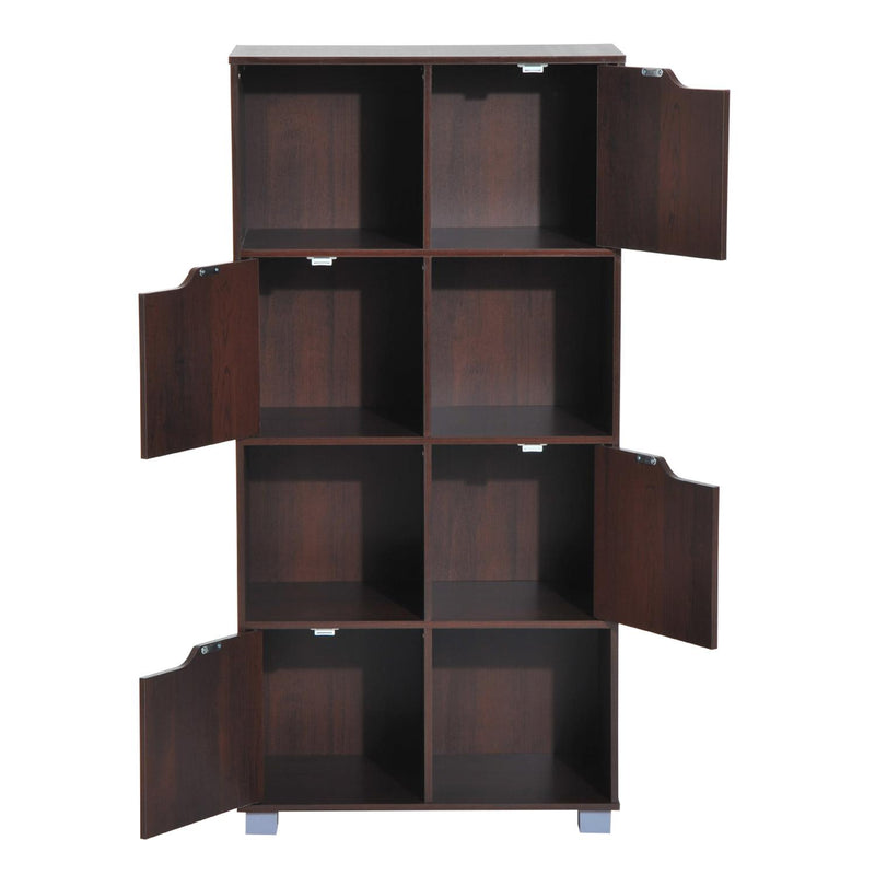 Libreria Design Moderno 8 Vani con 4 Ante in Legno Marrone Scuro 60x30x122 cm 