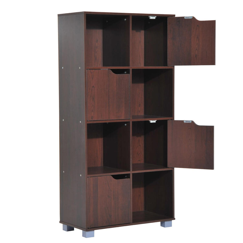 Libreria Design Moderno 8 Vani con 4 Ante in Legno Marrone Scuro 60x30x122 cm 