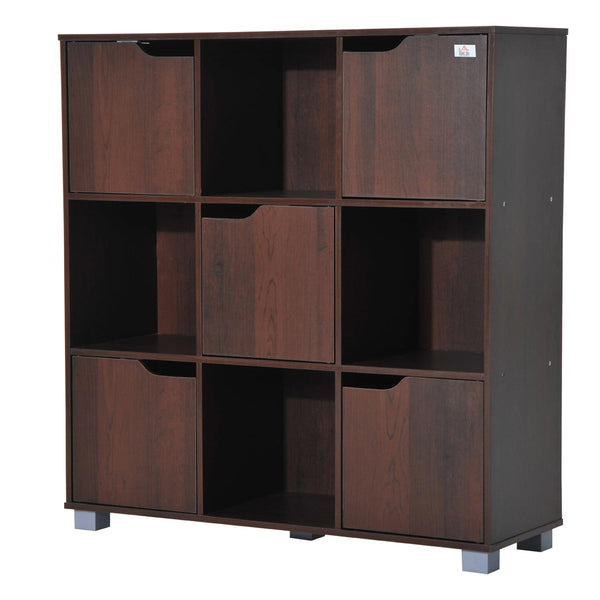 Bibliothèque au sol en bois marron avec 9 compartiments 89,5x30x93 cm sconto