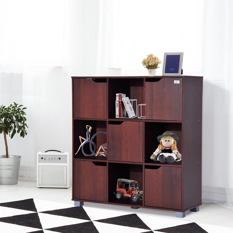 Libreria in Legno da Terra con 9 Scompartimenti Marrone 89.5x30x93 cm 