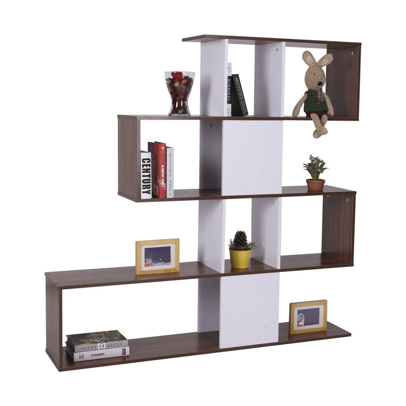 Libreria di Design Moderna Mobili Ufficio Scaffale Bianco e Noce 144x30x125 cm 