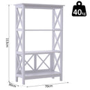 Libreria Scaffale da Parete a 3 Ripiani in Legno Bianco 70x30x113 cm 