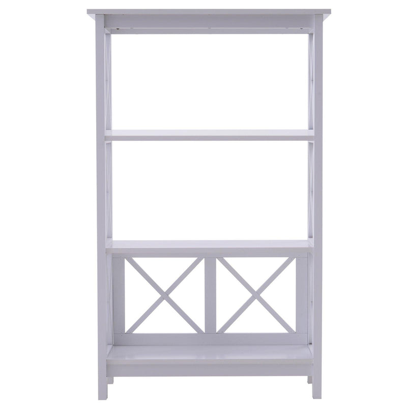 Libreria Scaffale da Parete a 3 Ripiani in Legno Bianco 70x30x113 cm 