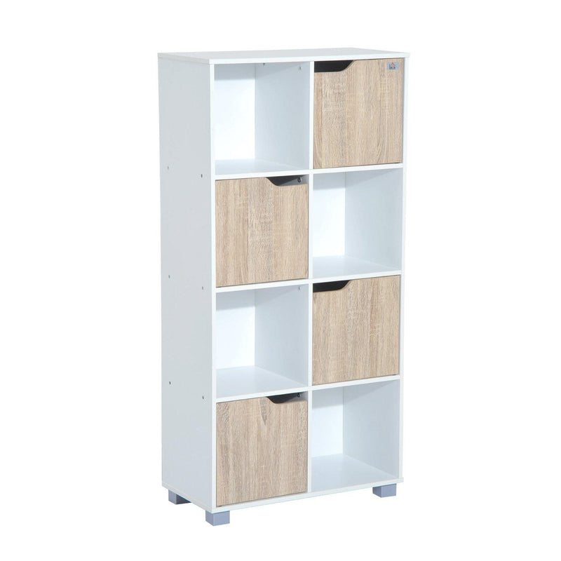 Libreria di Design a 8 Scompartimenti in Legno Bianco 60x30x122 cm 