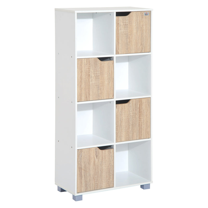 Libreria di Design a 8 Scompartimenti in Legno Bianco 60x30x122 cm 