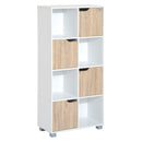 Libreria di Design a 8 Scompartimenti in Legno Bianco 60x30x122 cm 