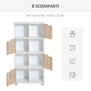 Libreria di Design a 8 Scompartimenti in Legno Bianco 60x30x122 cm 