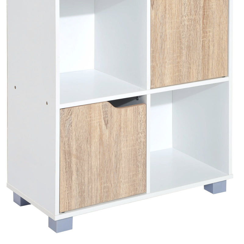 Libreria di Design a 8 Scompartimenti in Legno Bianco 60x30x122 cm 