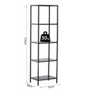 Libreria Scaffale 5 Ripiani in Metallo Nero 51x36x175 cm 