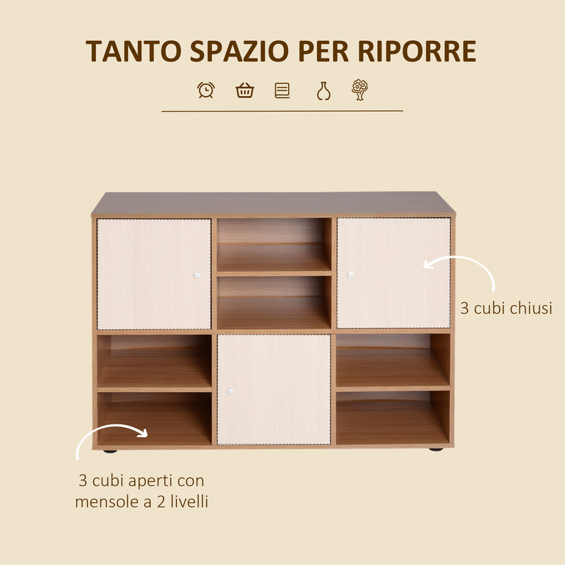 Libreria 6 Vani in Legno 110x40x78 cm 