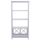 Libreria Scaffale da Parete a 4 Ripiani in Legno Bianco 70x30x145.3 cm 