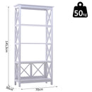 Libreria Scaffale da Parete a 4 Ripiani in Legno Bianco 70x30x145.3 cm 