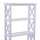 Libreria Scaffale da Parete a 4 Ripiani in Legno Bianco 70x30x145.3 cm 