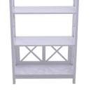 Libreria Scaffale da Parete a 4 Ripiani in Legno Bianco 70x30x145.3 cm 