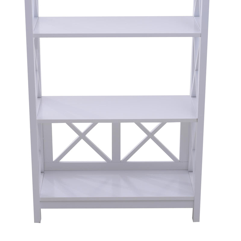Libreria Scaffale da Parete a 4 Ripiani in Legno Bianco 70x30x145.3 cm 