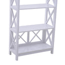 Libreria Scaffale da Parete a 4 Ripiani in Legno Bianco 70x30x145.3 cm 