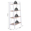 Libreria Scaffale a Scala 4 Ripiani in Legno e Acciaio Bianco e Rovere 80x33x133.5 cm 