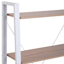 Libreria Scaffale a Scala 4 Ripiani in Legno e Acciaio Bianco e Rovere 80x33x133.5 cm 