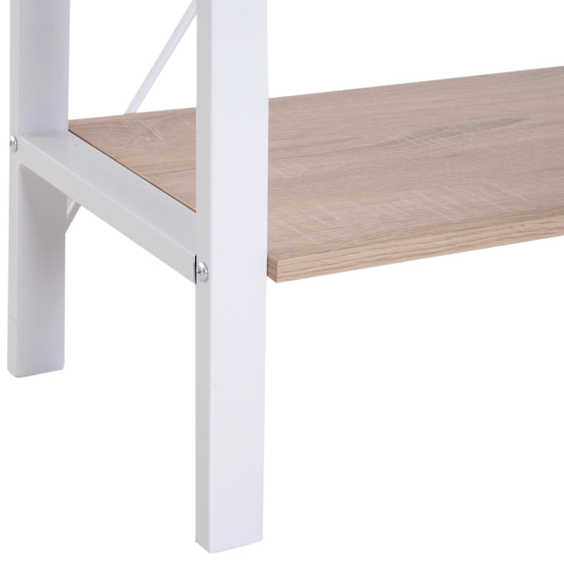 Libreria Scaffale a Scala 4 Ripiani in Legno e Acciaio Bianco e Rovere 80x33x133.5 cm 