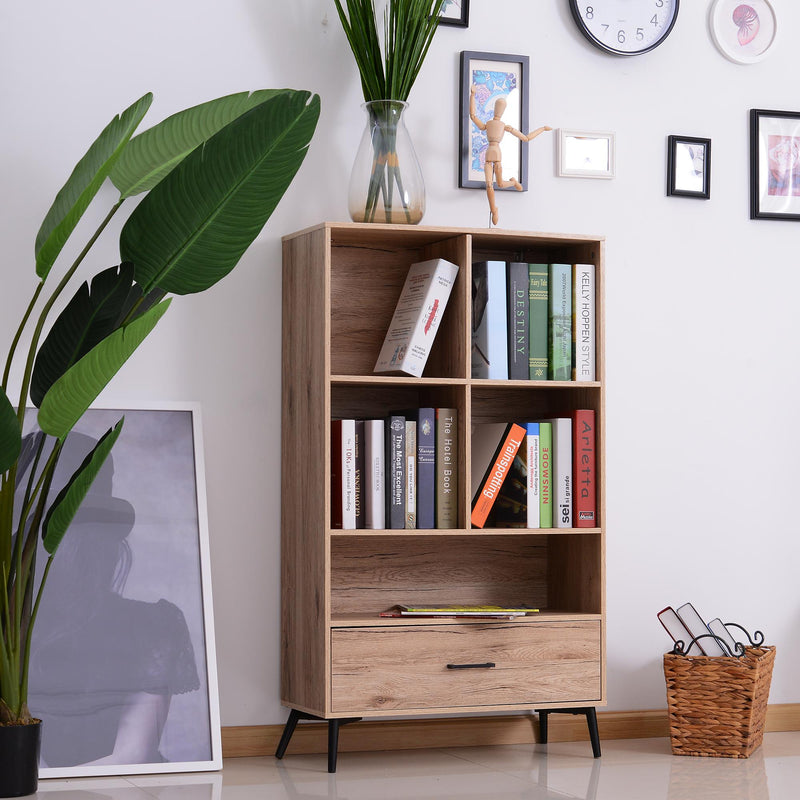 Libreria in Stile Nordico in Legno Truciolato Rovere 68.5x30x120.5 cm 