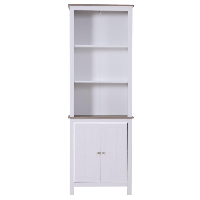 Libreria in Legno con 3 Ripiani e Ante Bianco 60x30x175 cm 