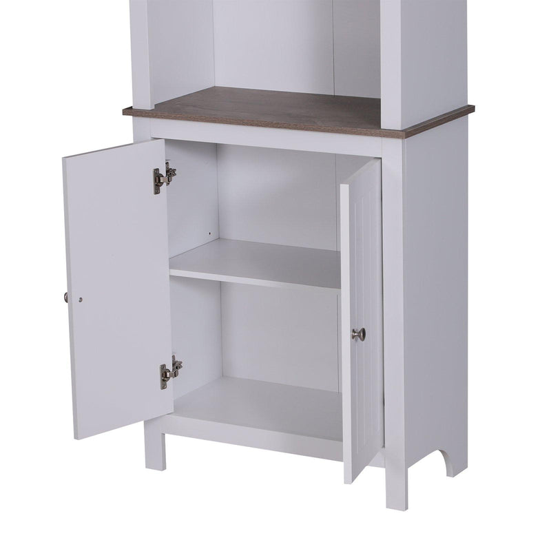 Libreria in Legno con 3 Ripiani e Ante Bianco 60x30x175 cm 